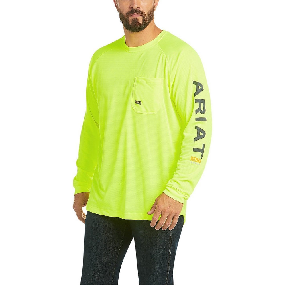Ariat Rebar Men's Neon Green Long Sleeve Shirt